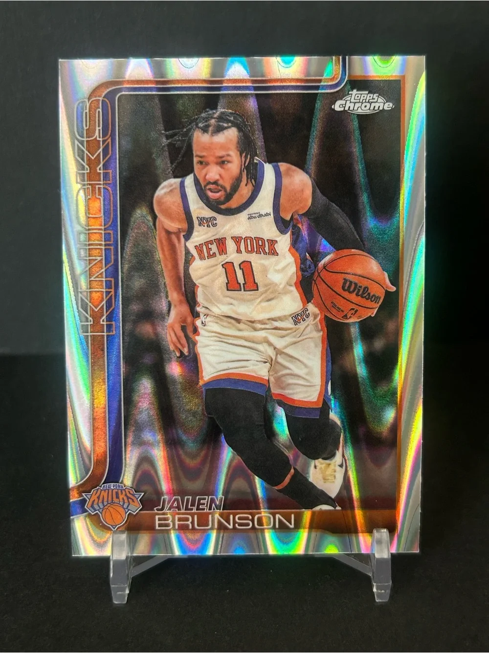 2025-26 Topps Chrome Update Jalen Brunson #20 RayWave Refractor New York Knicks
